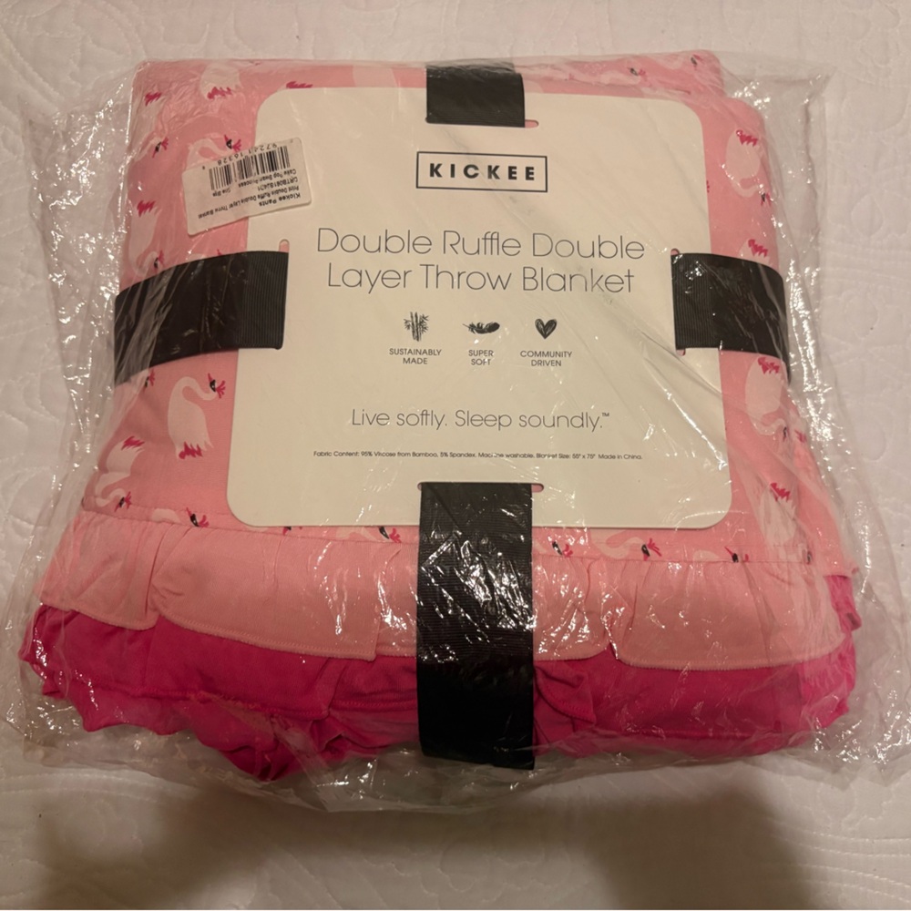 Kickee Pants Cake Pop Swan Princess Double Ruffle Double Layer Throw Blanket